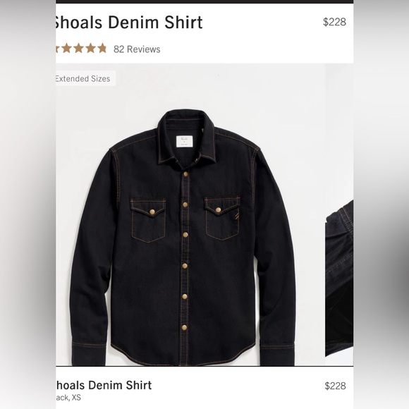 Billy Reid Shoals Black Denim Button-Up Shirt. Size L - Picture 3 of 13